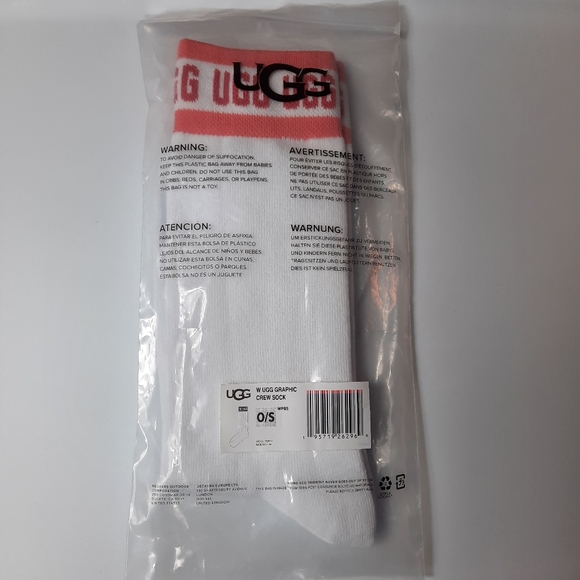 UGG Accessories - UGG Women's Graphic Crew Socks White Pink One Size